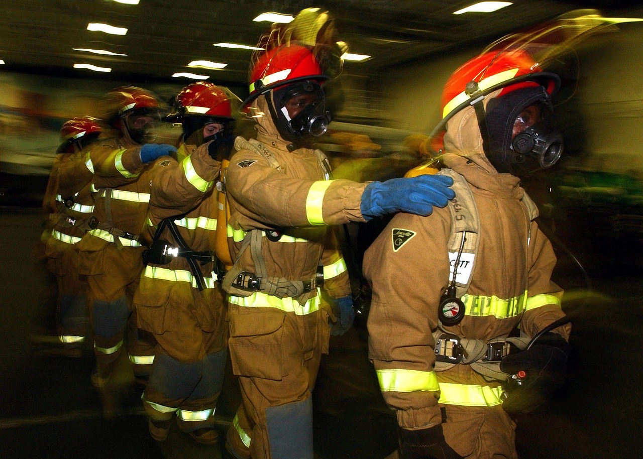 firefighters training drill